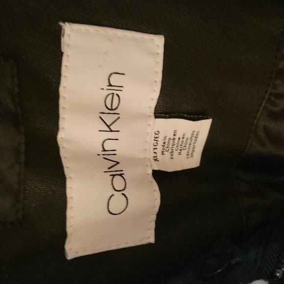 Calvin Klein Faux Leather Jacket w/multiple pockets/sherpa collar Men's XL - Picture 6 of 11